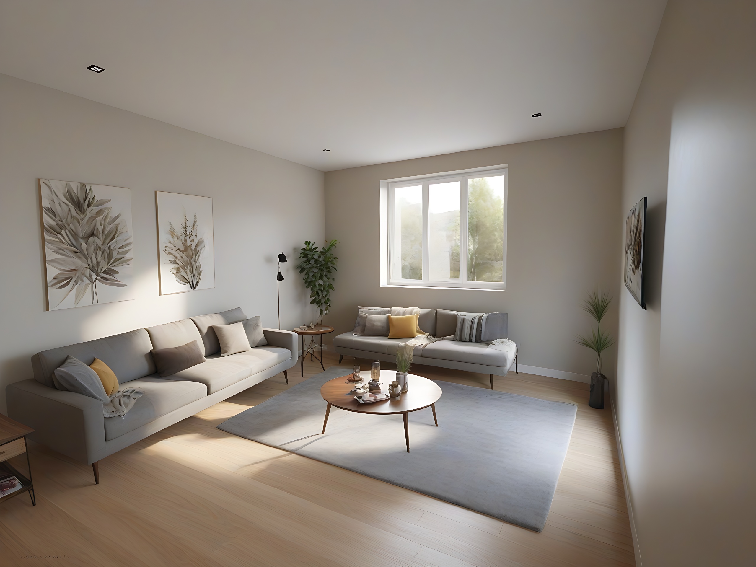 Гостиная после редизайна — современный минимализм в светлых тонах